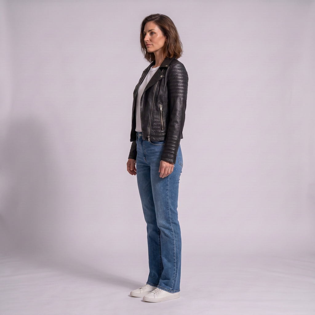 Chaqueta Motera Mujer Acolchada de Piel Roma