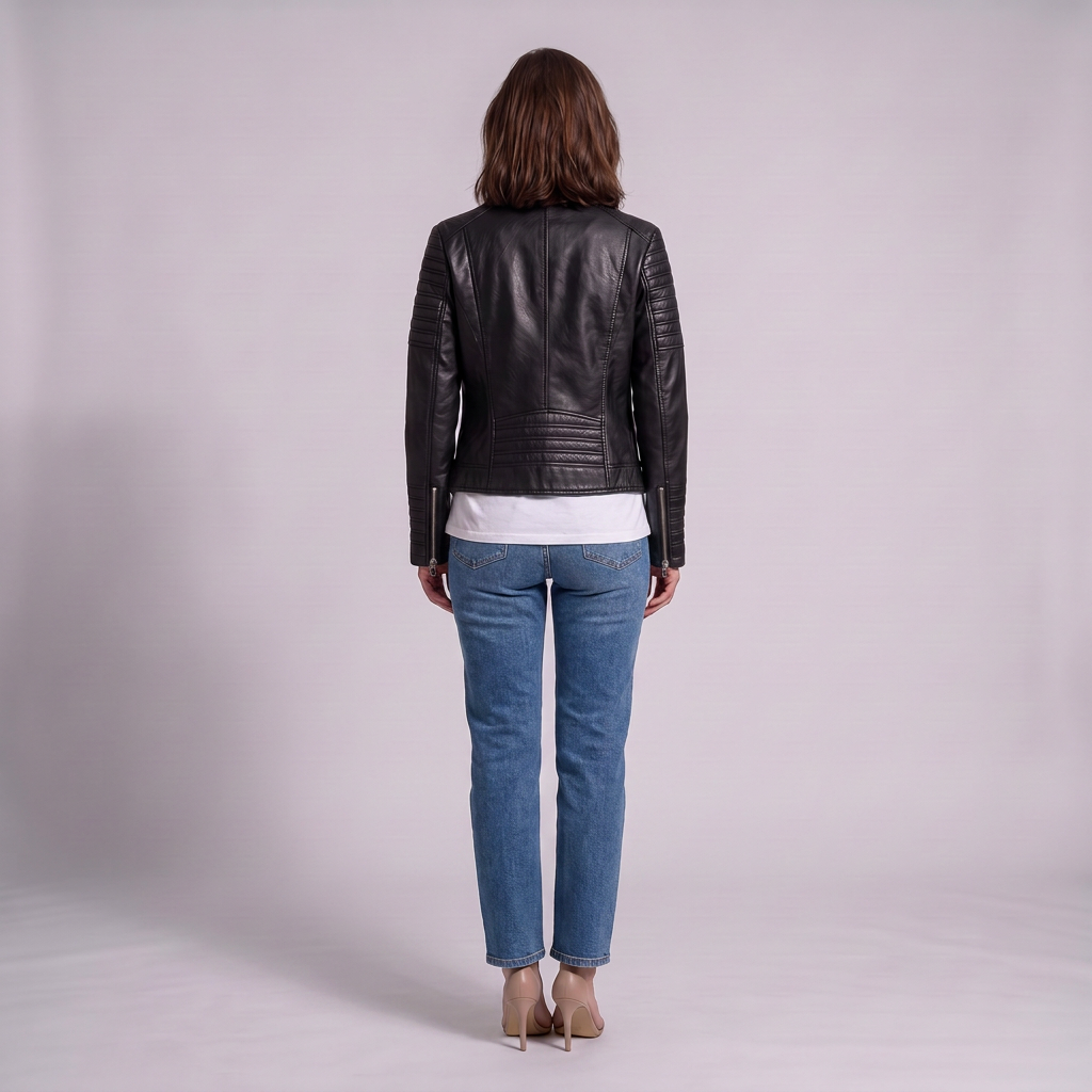 Chaqueta Motera Mujer Acolchada de Piel Roma