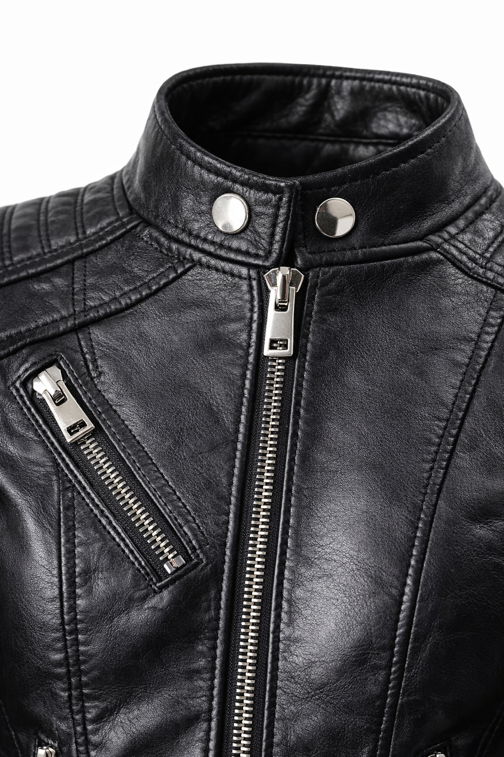 Chaqueta Motera Mujer Acolchada de Piel Roma