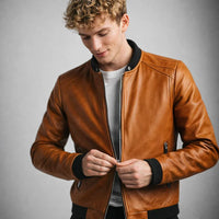 Chaqueta de Piel Hombre Bomber Ajustada Donk