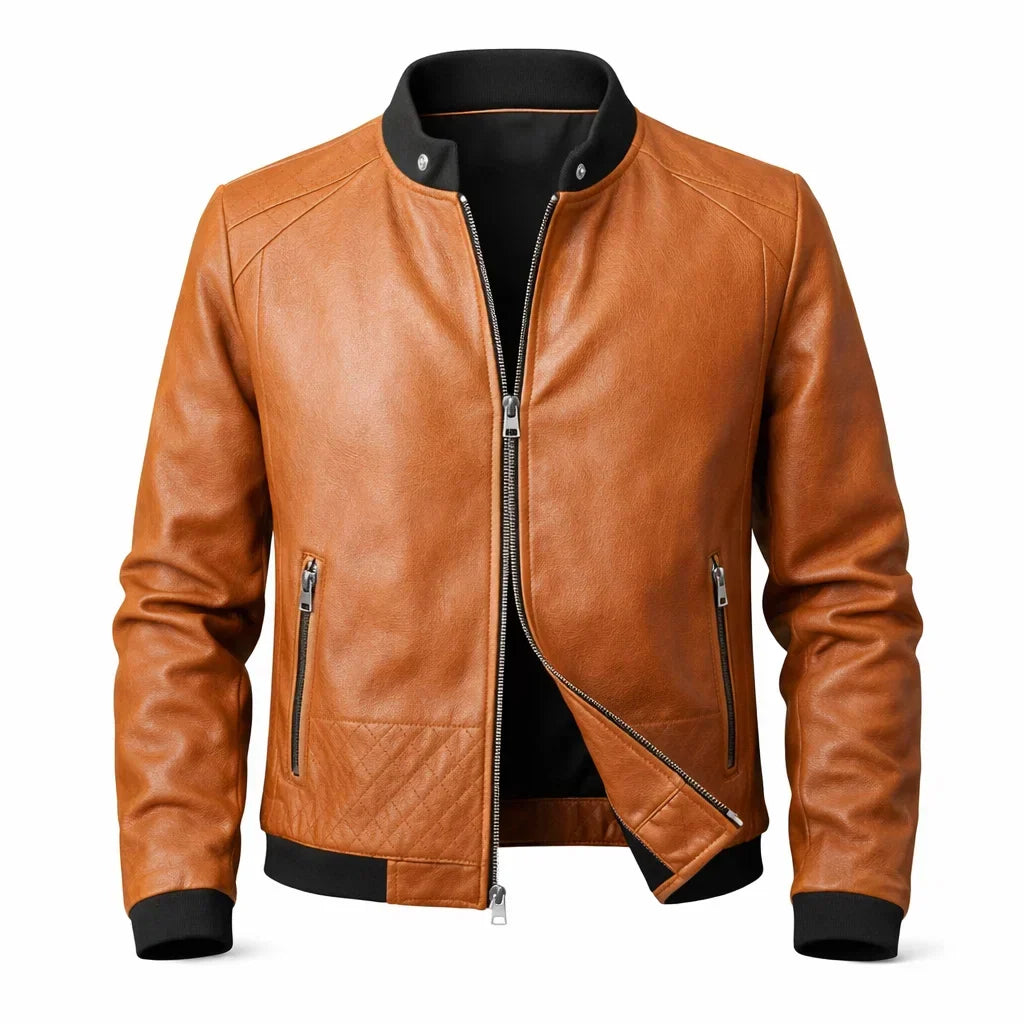 Chaqueta de Piel Hombre Bomber Ajustada Donk