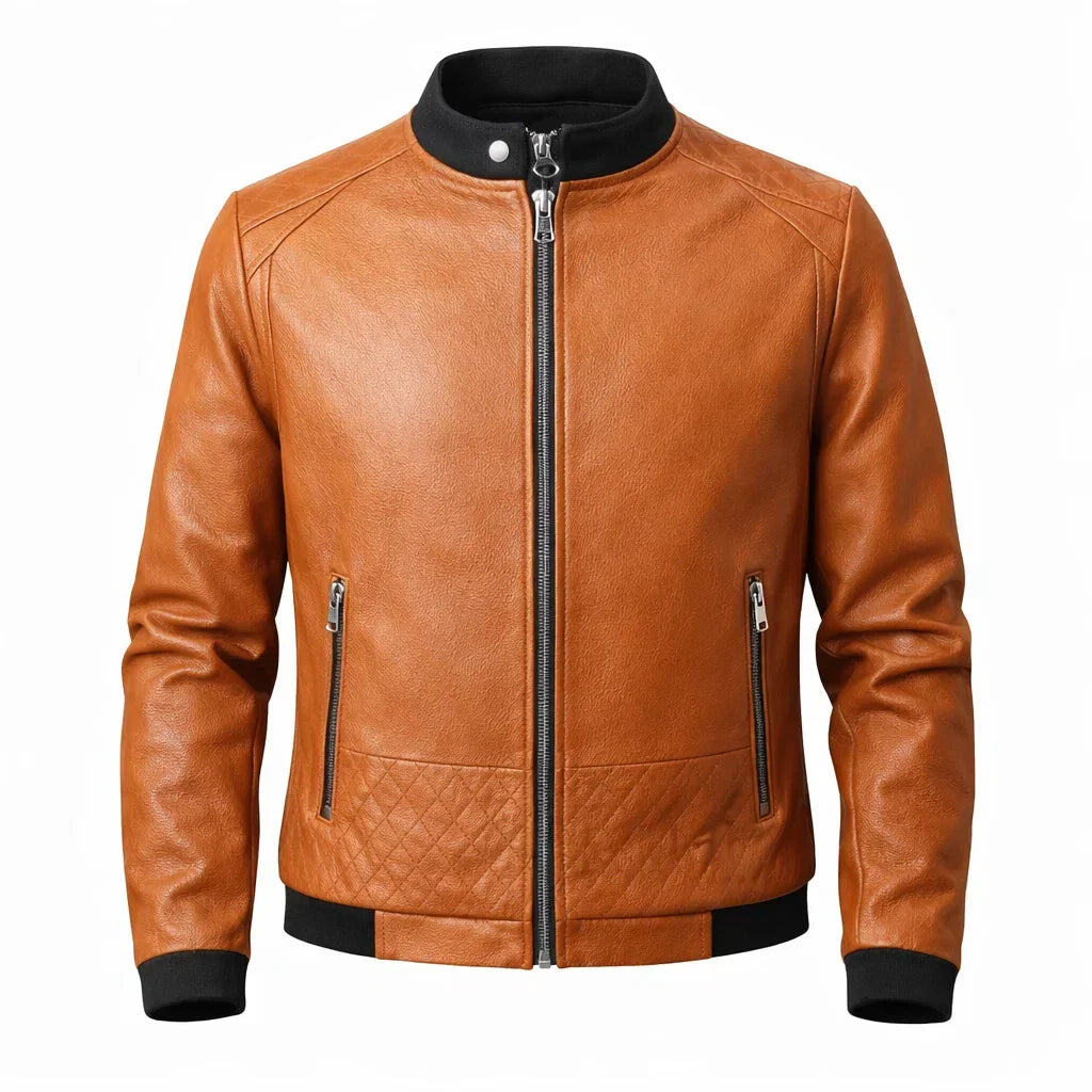 Chaqueta de Piel Hombre Bomber Ajustada Donk