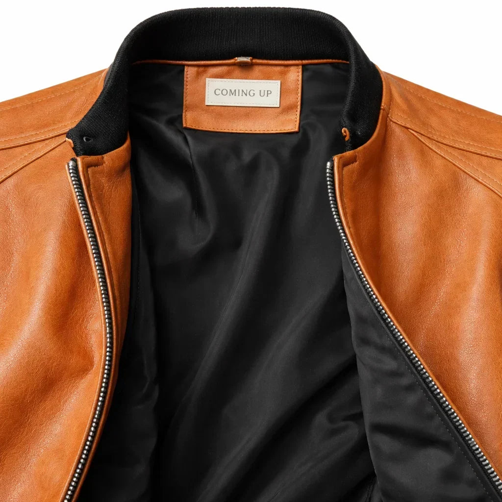 Chaqueta de Piel Hombre Bomber Ajustada Donk
