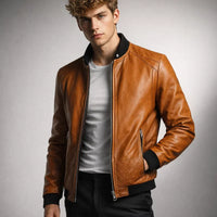 Chaqueta de Piel Hombre Bomber Ajustada Donk