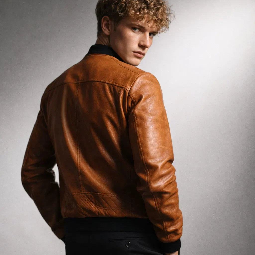 Chaqueta de Piel Hombre Bomber Ajustada Donk