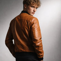 Chaqueta de Piel Hombre Bomber Ajustada Donk