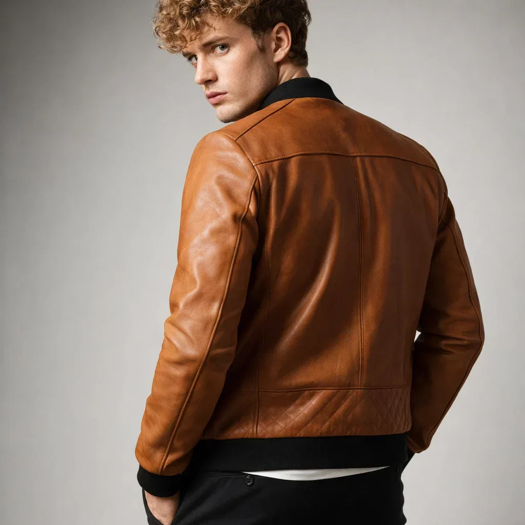 Chaqueta de Piel Hombre Bomber Ajustada Donk