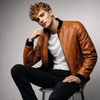 Chaqueta de Piel Hombre Bomber Ajustada Donk