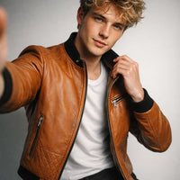 Chaqueta de Piel Hombre Bomber Ajustada Donk