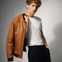 Chaqueta de Piel Hombre Bomber Ajustada Donk