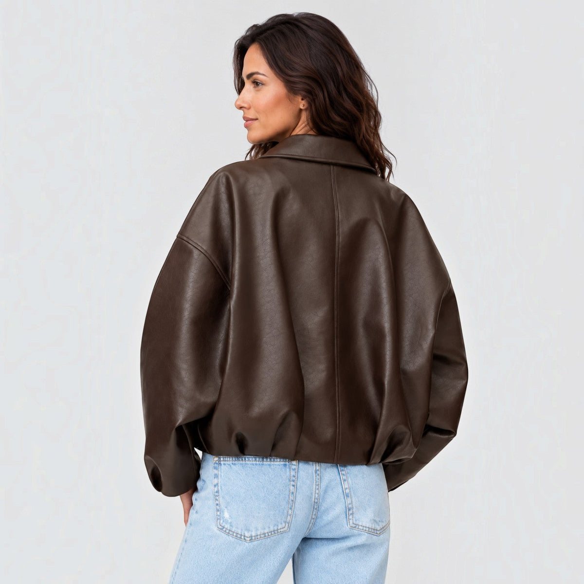Chaqueta Polipiel Mujer Oversize con Cinturón