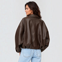 Chaqueta Polipiel Mujer Oversize con Cinturón