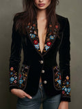 María - Multicolor Floral Print Embroidered Blazer