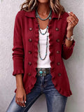 Rosalía | Ruby Red Knit Cardigan with Ruffles