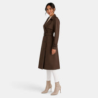 Gabardina Larga Mujer Elegante de Doble Botonadura