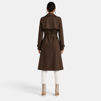 Gabardina Larga Mujer Elegante de Doble Botonadura