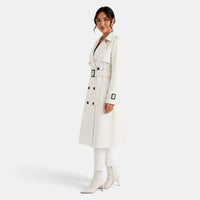 Gabardina Larga Mujer Elegante de Doble Botonadura