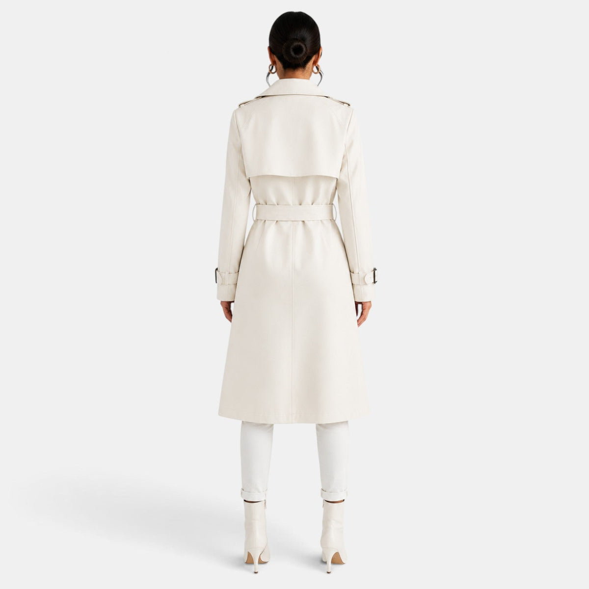 Gabardina Larga Mujer Elegante de Doble Botonadura