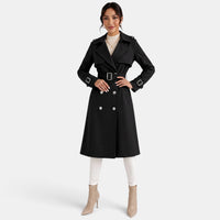 Gabardina Larga Mujer Elegante de Doble Botonadura