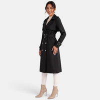 Gabardina Larga Mujer Elegante de Doble Botonadura