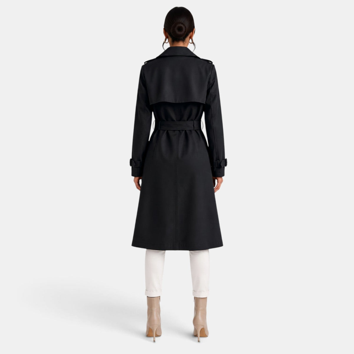 Gabardina Larga Mujer Elegante de Doble Botonadura