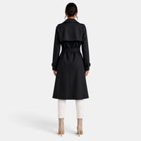 Gabardina Larga Mujer Elegante de Doble Botonadura