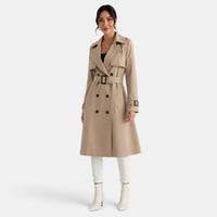 Gabardina Larga Mujer Elegante de Doble Botonadura