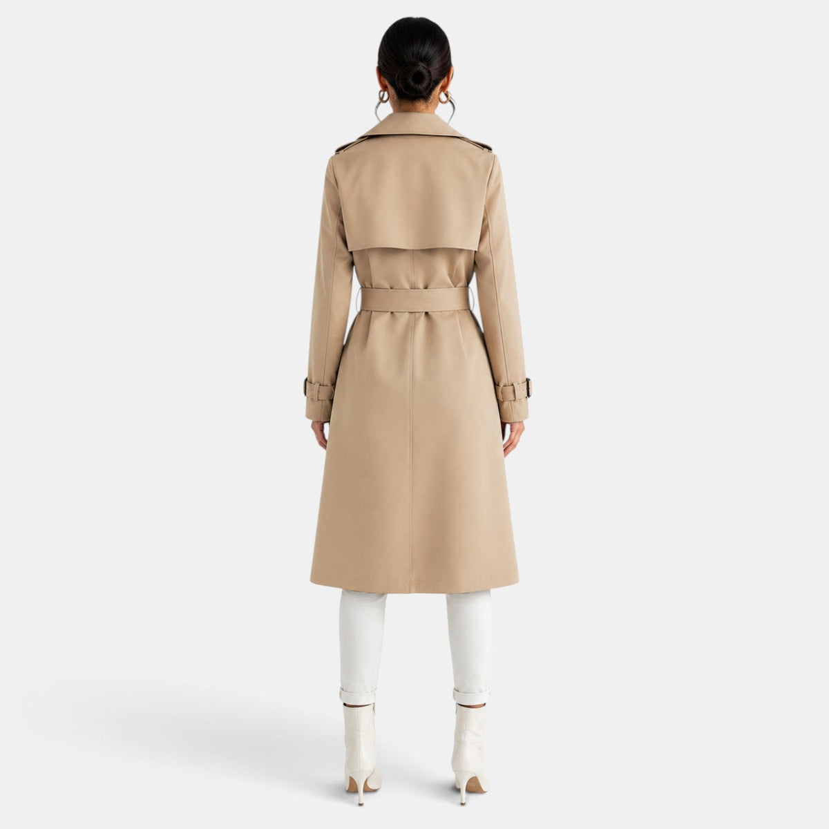 Gabardina Larga Mujer Elegante de Doble Botonadura