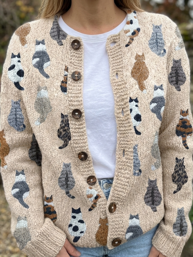 Charlotte™ | Cat Print Cardigan