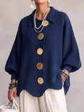 Isadora™ | Oversized Cardigan with Collar and Large Metal Buttons