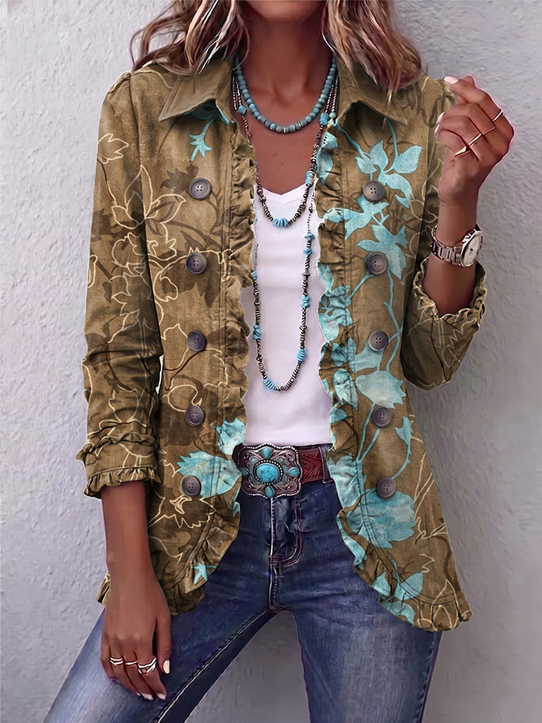 Health | Floral Ombré Ruffled Jacket