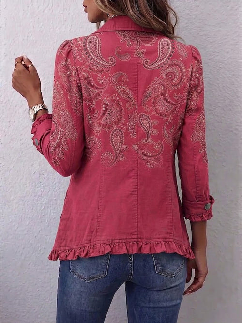 Adoration | Pink Cashmere Ruffle Jacket