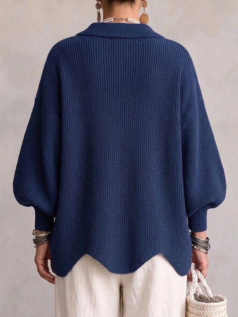 Isadora™ | Oversized Cardigan with Collar and Large Metal Buttons