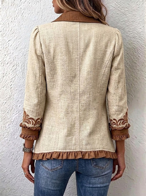Almudena | Embroidered Floral Ruffled Jacket
