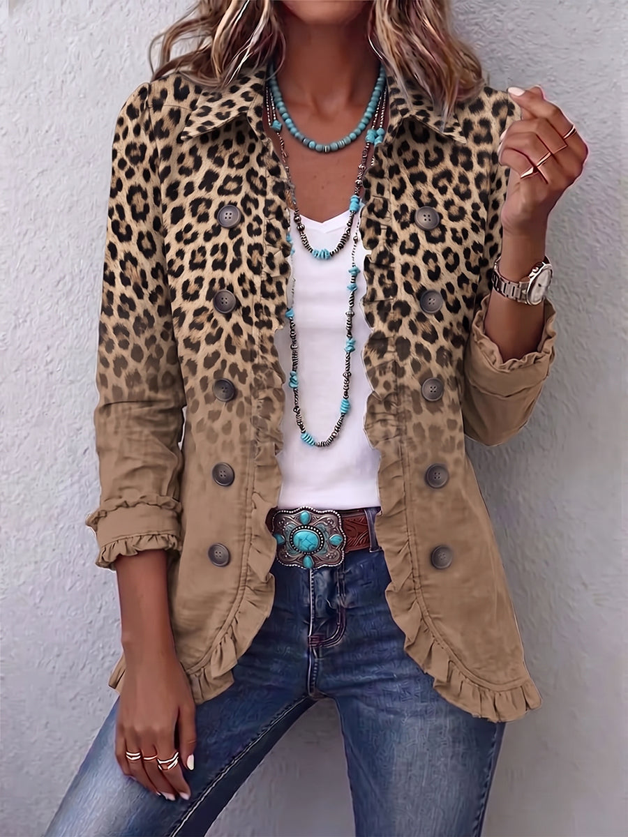 Angeles | Ombré Leopard Ruffle Jacket