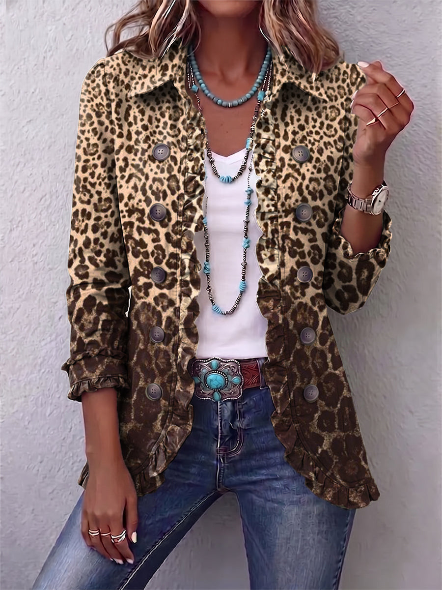 Nazaret | Ruffled Leopard Jacket