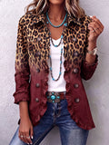 Tomasa | Wine Leopard Blazer Jacket with Ruffles