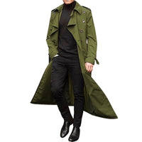 Trench Hombre Largo Clásico de Doble Botonadura
