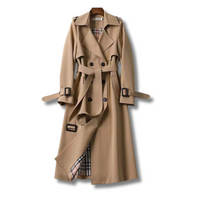 Trench Mujer Largo con Cinturón y Doble Botonadura