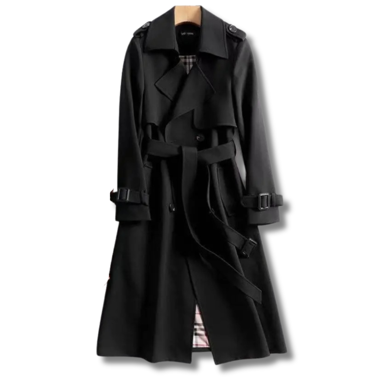 Trench Mujer Largo con Cinturón y Doble Botonadura