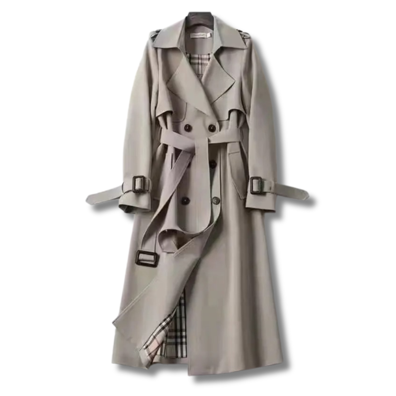 Trench Mujer Largo con Cinturón y Doble Botonadura