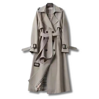 Trench Mujer Largo con Cinturón y Doble Botonadura