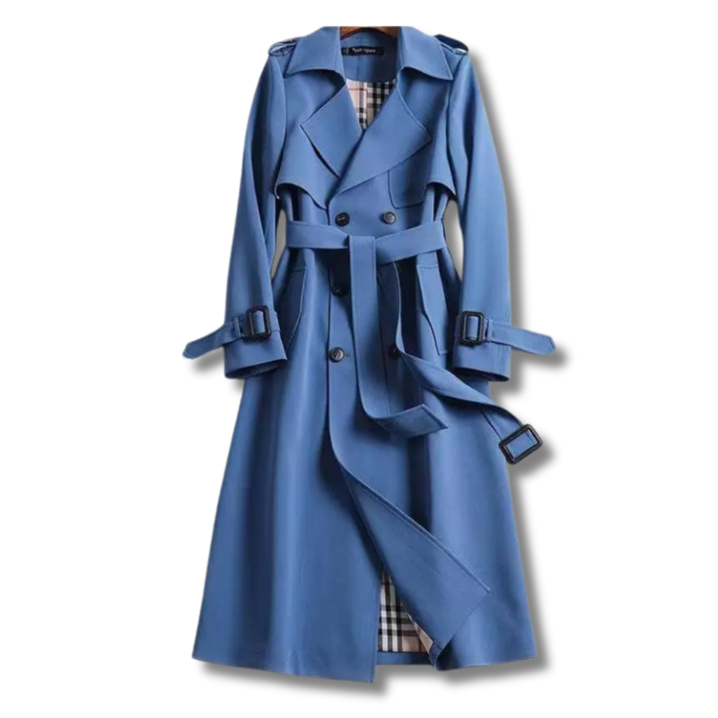Trench Mujer Largo con Cinturón y Doble Botonadura